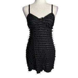 Bisou Bisou Michele Bohbot Intimate Ruffle Nightgown Small Black Sheer Lingerie